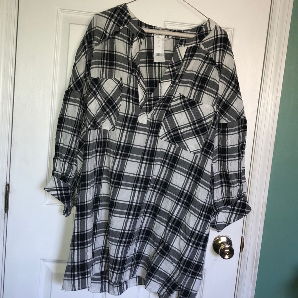Free People Plaid Boyfriend tunic size medium